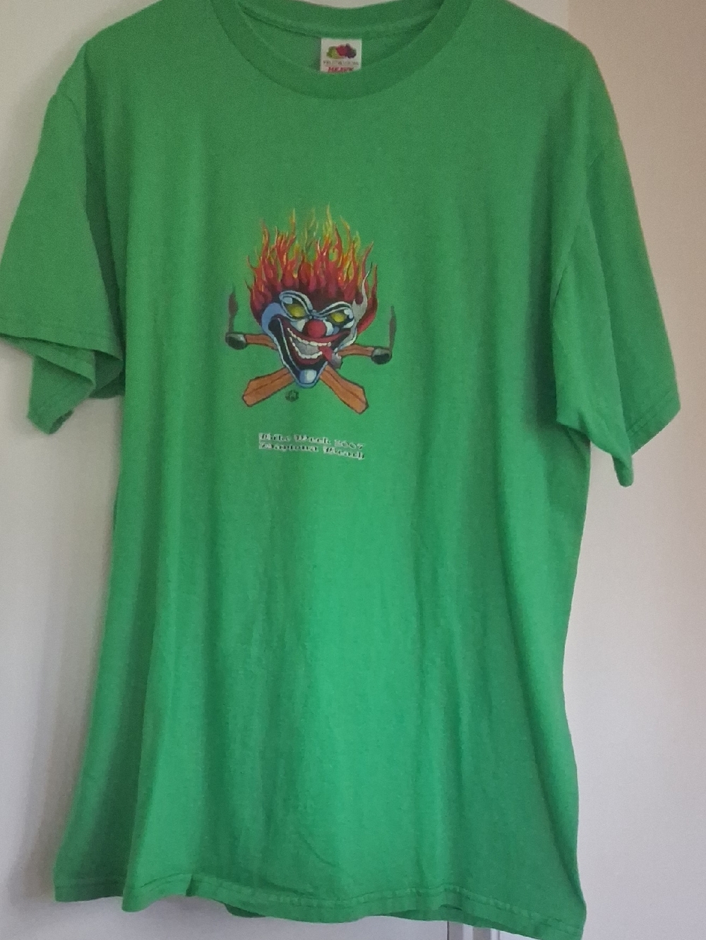 Daytona Bike Week Bright Green Tee with Flaming Clown Graphic